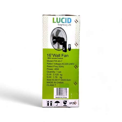 LUCID WALL FAN 16" FW40-7 - Remote