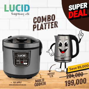LUCID Multi Rice Cooker 2.2L + LUCID Stainless-steel Kettle
