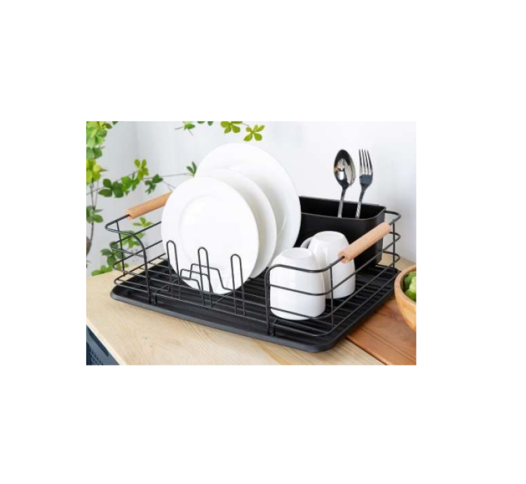 HOMEWAY DISHRACK WITH WOODEN HANDLE-HW3857