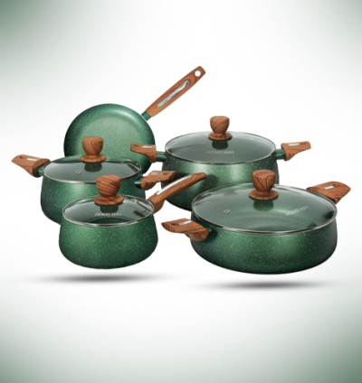 HOMEWAY 9 PCS MARBLE COOKWARE SET (MARBELLA SERIES)