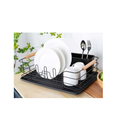 HOMEWAY DISHRACK WITH WOODEN HANDLE - HW3857