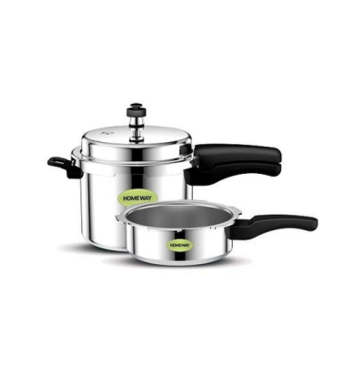 HOMEWAY ALUMINIUM PRESSURE COOKER 5L+3L COMBO - HW6614