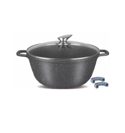 HOMEWAY MARBLE CASSEROLE WITH LID DIE CAST ALUMINUM 28CM - HW3476