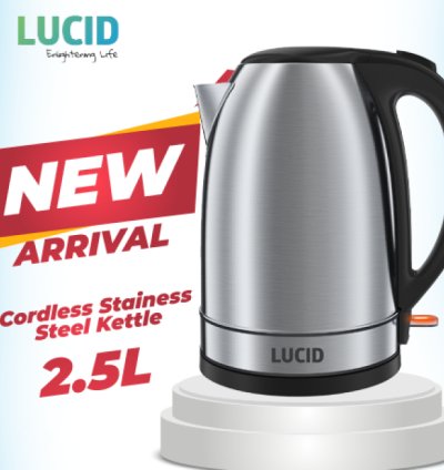 LUCID STAINLESS STEEL KETTLE 2.5L