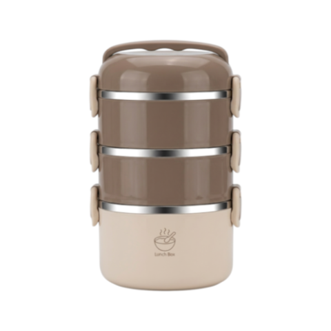 2.5L STAINLESS STEEL LUNCH BOX WITH PLASTIC LID 3Step