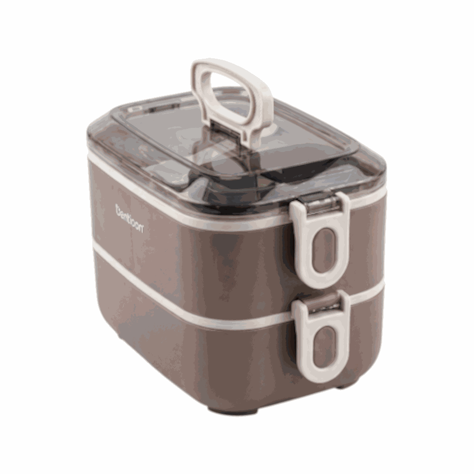 1.2L STAINLESS STEEL LUNCH BOX WITH PLASTIC LID 2 Step